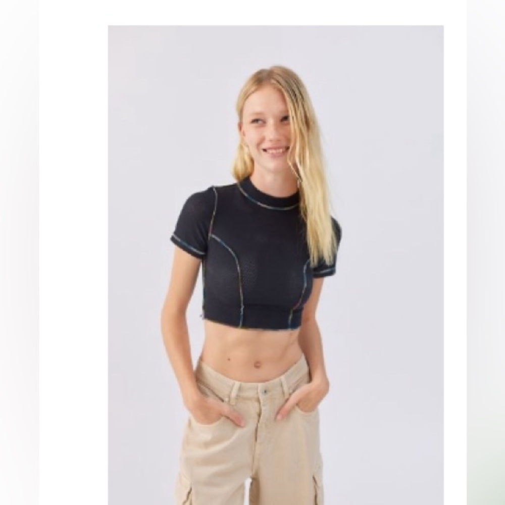 BDG Paige Sheer mock neck top
